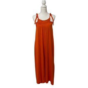 Zara Spring Casual Chic Tie Strap Racerback‎ Maxi Dress Red Orange Red